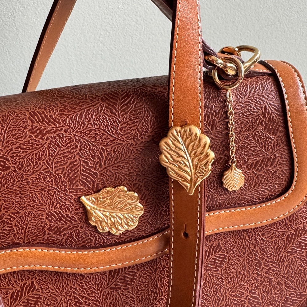 Nina Ricci Two-Tone Brown & Tan Leather Top-Handle Satchel with Shoulder Strap - Picture 3 of 12
